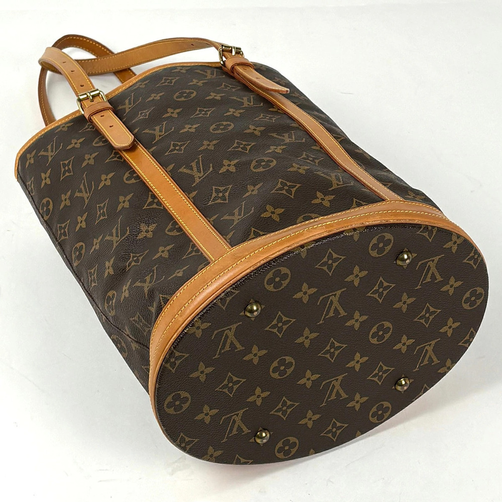 Louis Vuitton Monogram Shoulder Bucket Bucket Bag Brown shaped Tote Brown
